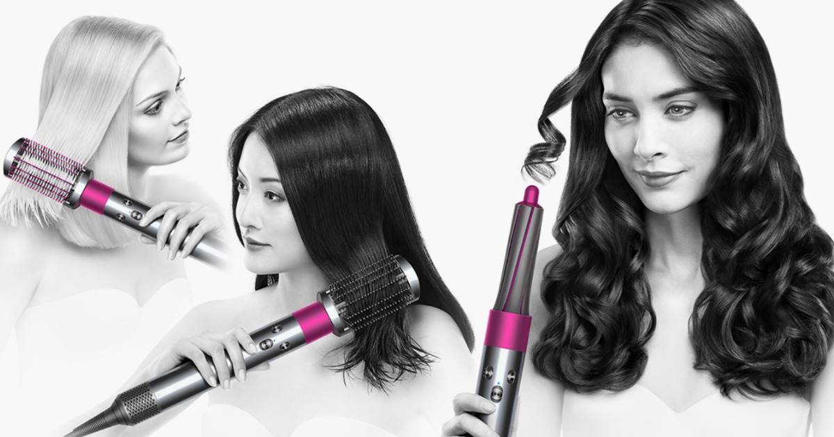 stock images of women using Dyson Styler