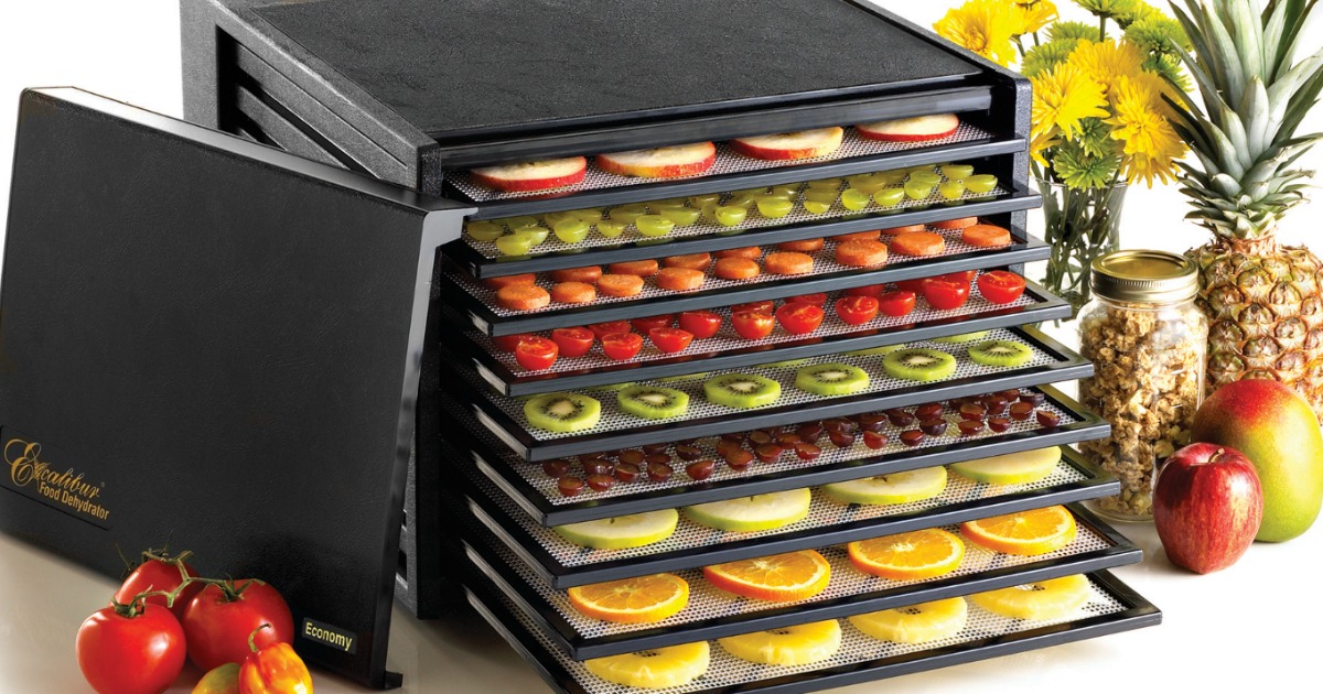 9-tray Excalibur Food Dehydrator with fruit in it