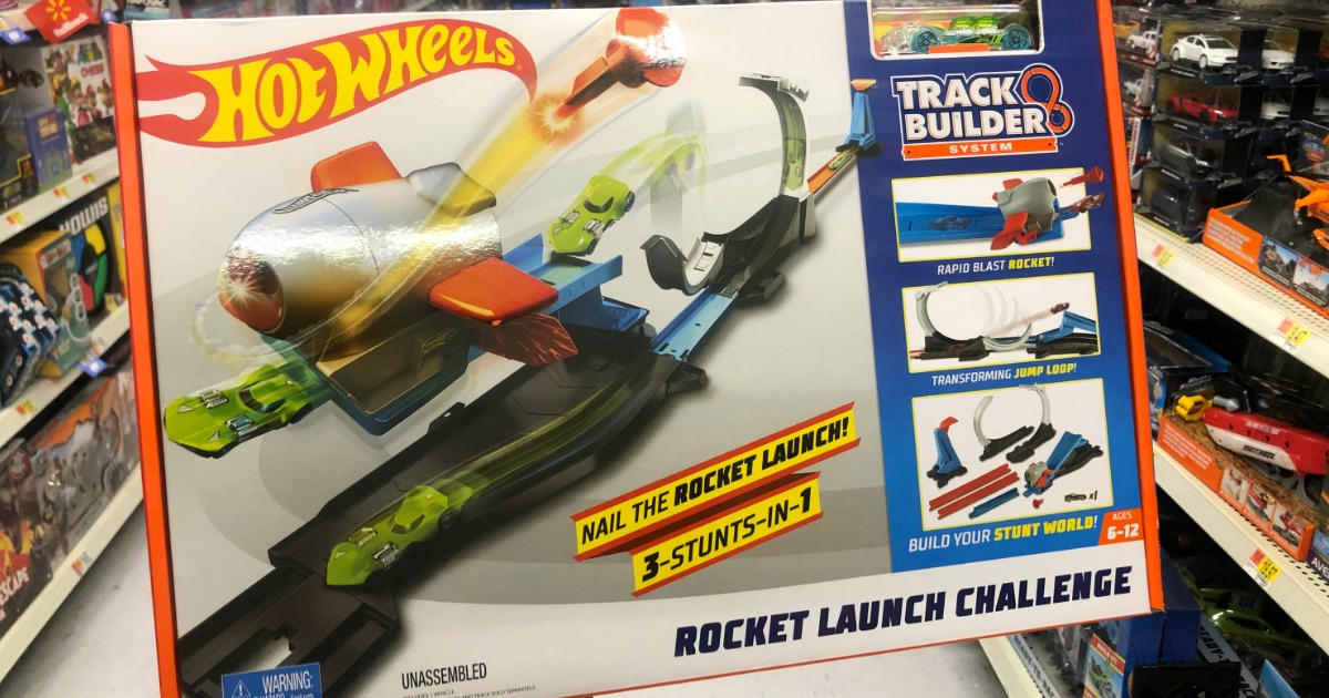 hot wheels track builder rocket launch