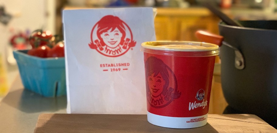 Wendys bag and cup of chili