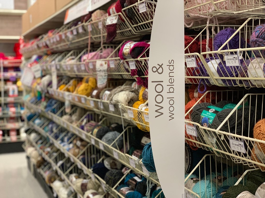 aisle of yarn at Michaels