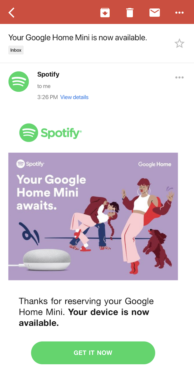 spotify google home mini email