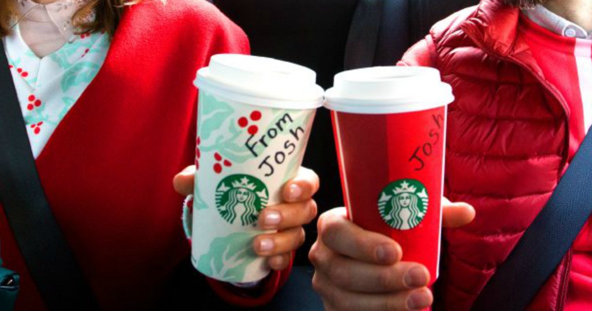 uber free bogo starbucks coupon – two riders with Starbucks cups