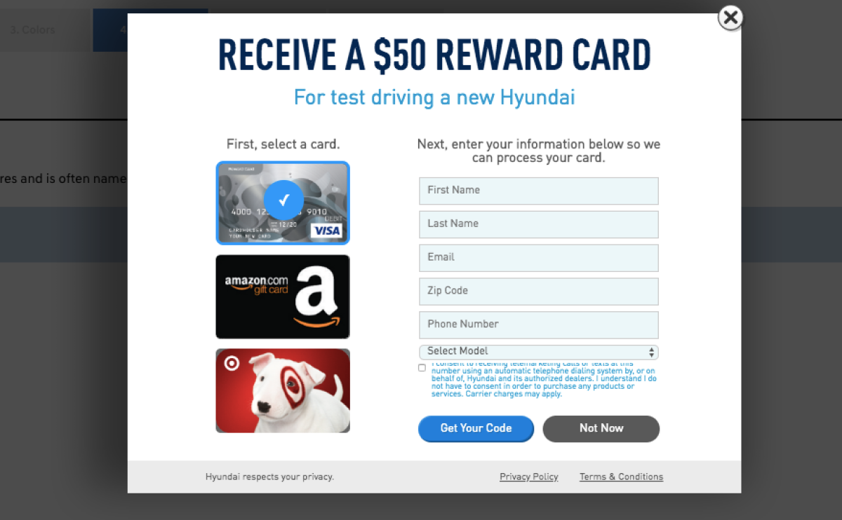 Free 50 Amazon Target Or Visa Gift Card When You Test Drive Hyundai Select Areas Only Hip2save