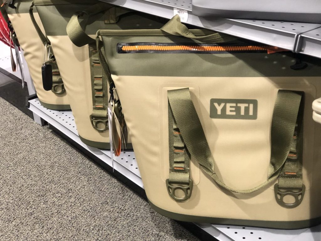 YETI bags on shelf