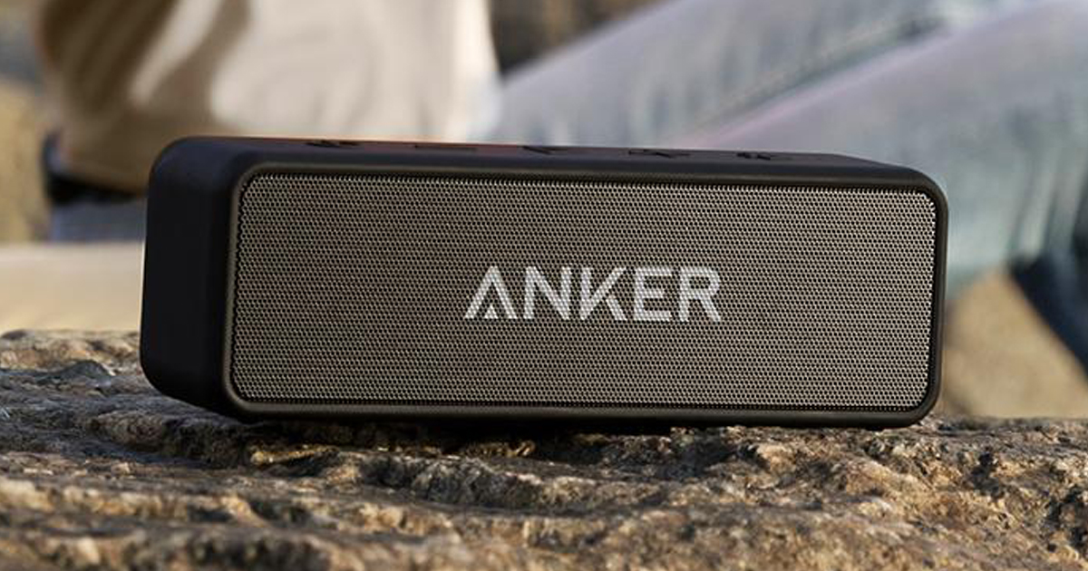 anker speaker sitting on the ground