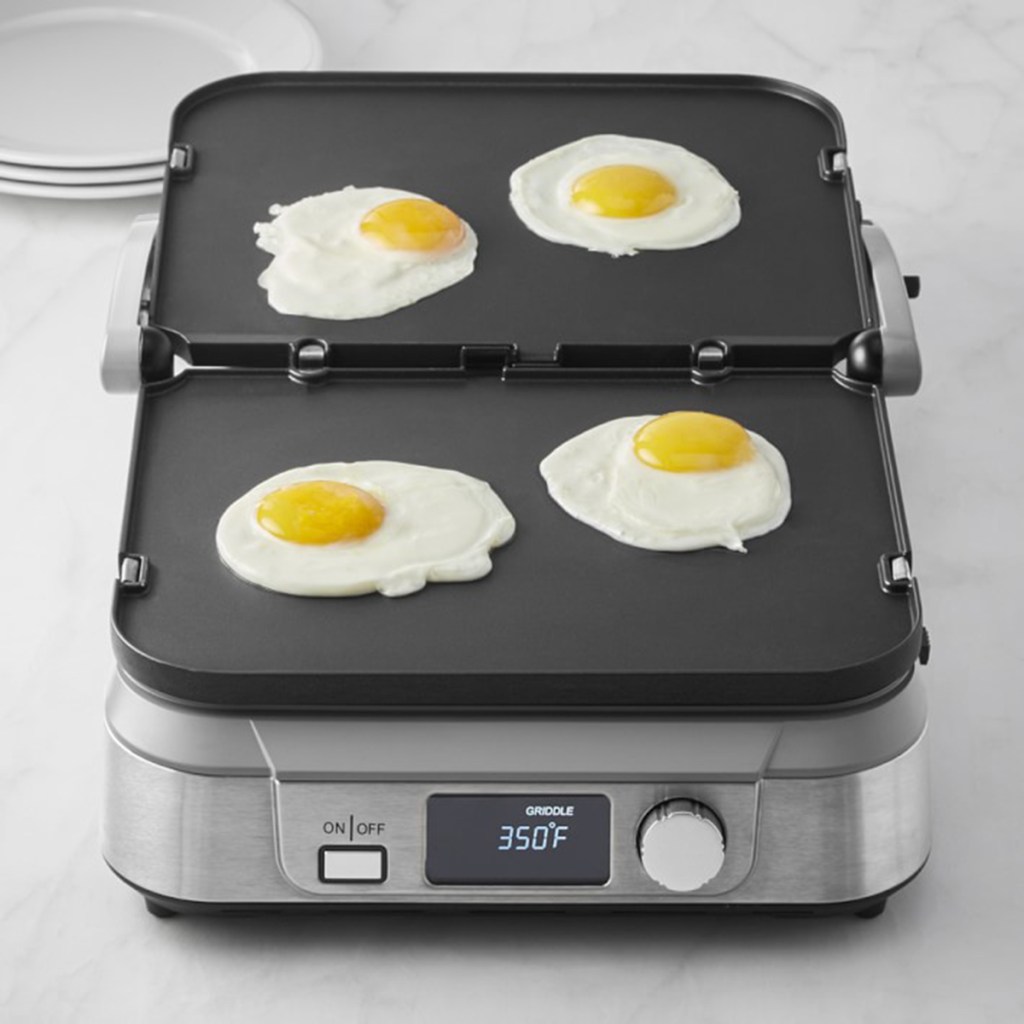 cuisinart griddler five with flat top and fried eggs