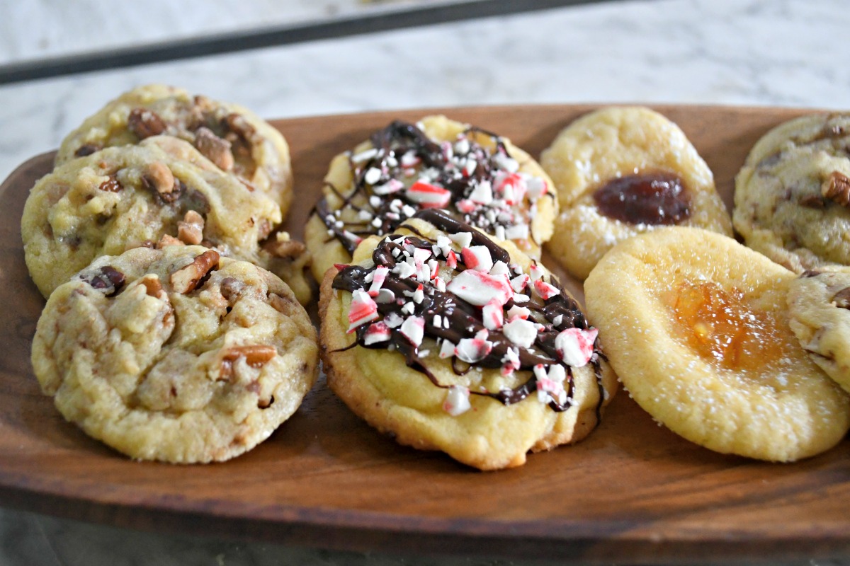 cookie dough christmas cookies recipe – cookies arranged on a serving tray