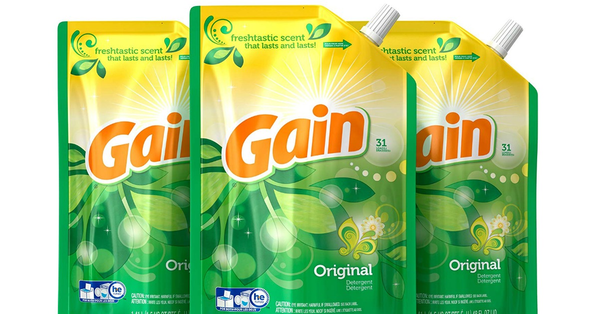Amazon THREE Gain Liquid Laundry Detergent Pouches Just 12 Shipped