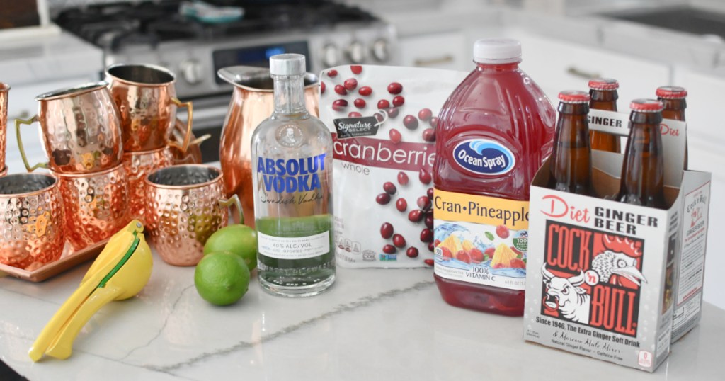 ingredients for cranberry moscow mules
