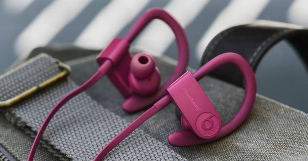 close up image of a pair of Powerbeats3 wireless earphones