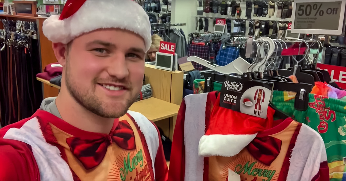 stetson deal shopping kohls video – stetson next to rack of santa onesie suits at kohl's