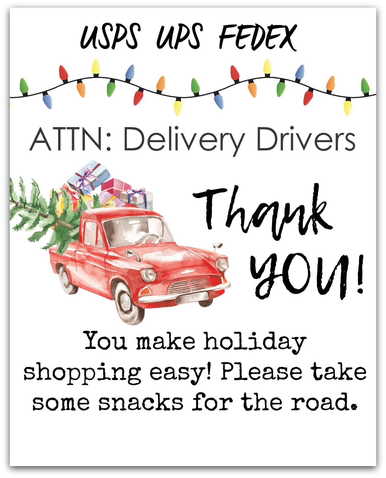 Thank Delivery Drivers For The Holidays Free Printable Hip2Save