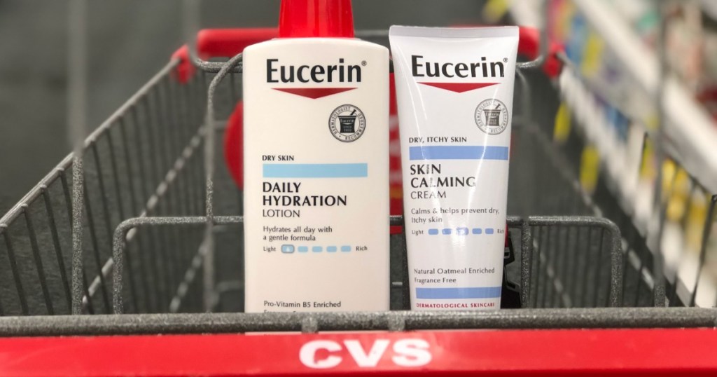 two bottles of eucerin in cvs cart