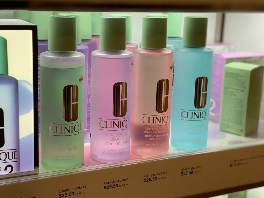Clinique claryifying lotion on shelf