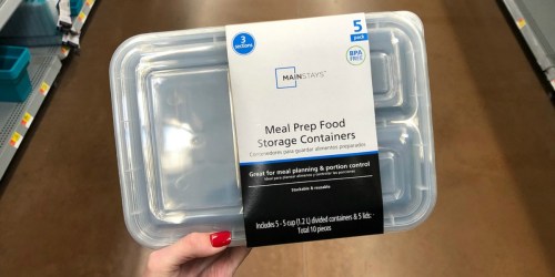 Mainstays Meal Prep Storage Containers 5-Pack Just $2.98 at Walmart (Dishwasher & Microwave Safe)