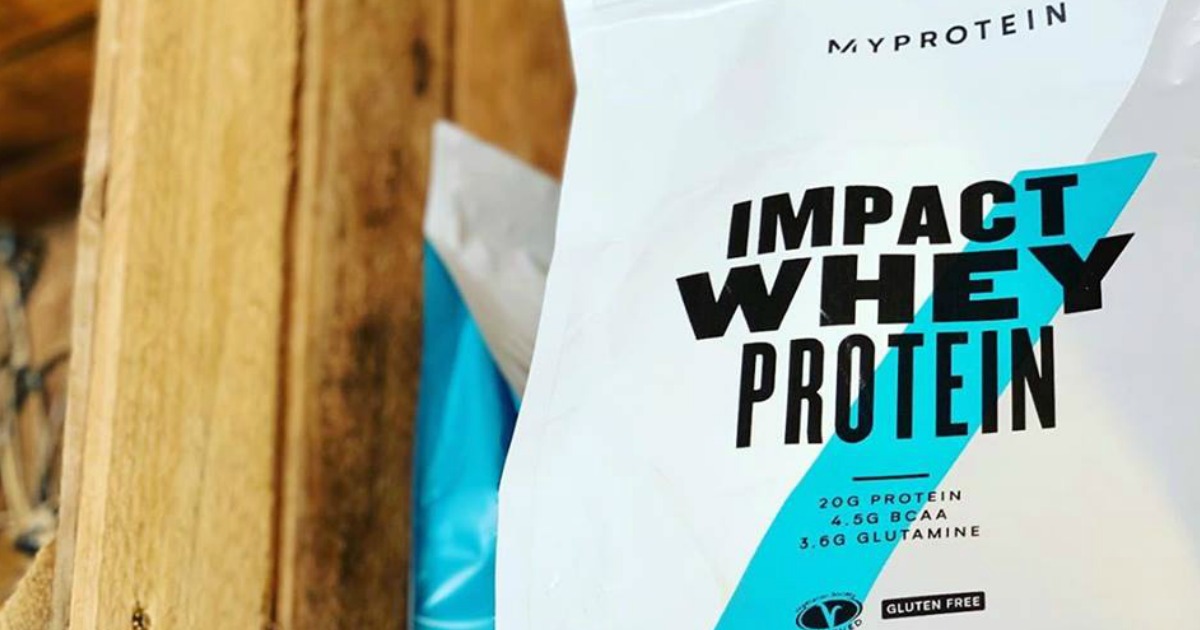 close of up impact whey protein bag