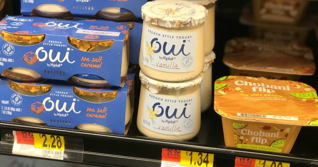 oui yogurt on shelf at Walmart
