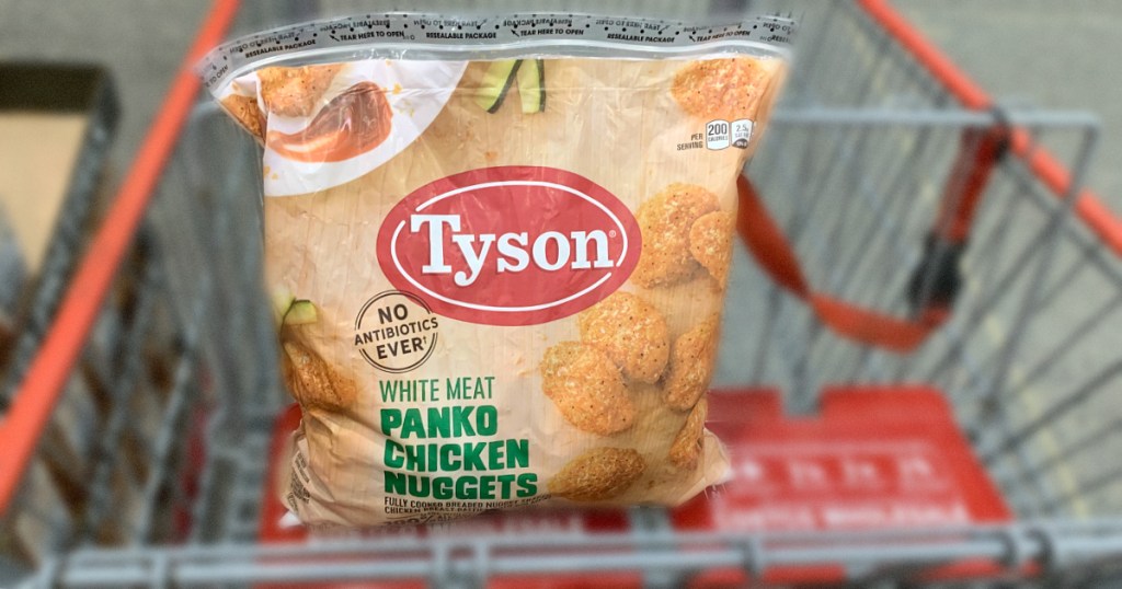 Tyson chicken nuggets in Costco grocery cart