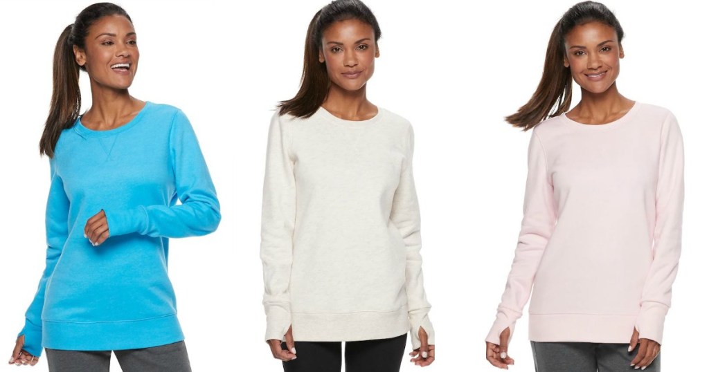 Tek Gear Women's Thumb Hole Sweatshirts as Low as 7 Each at Kohl's