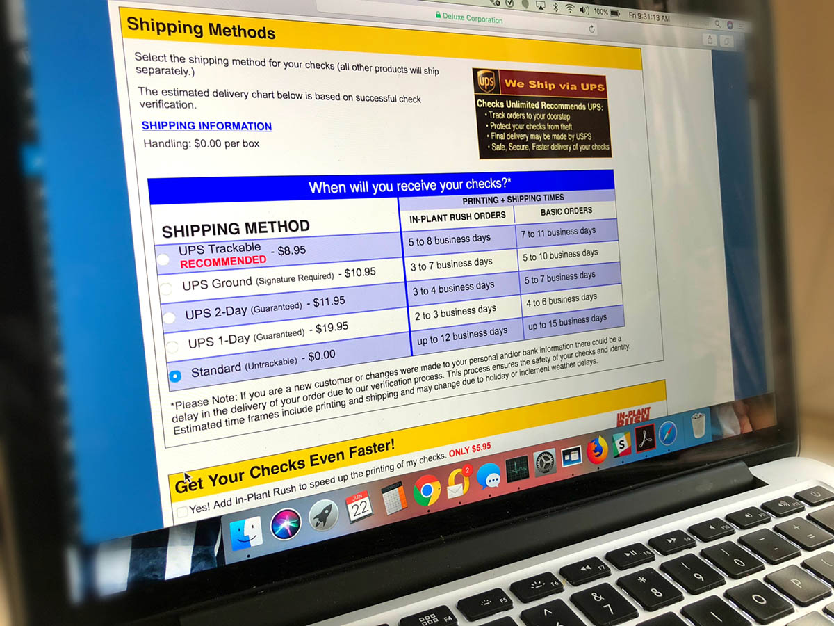 custom checks deal + free address labels – computer order screen