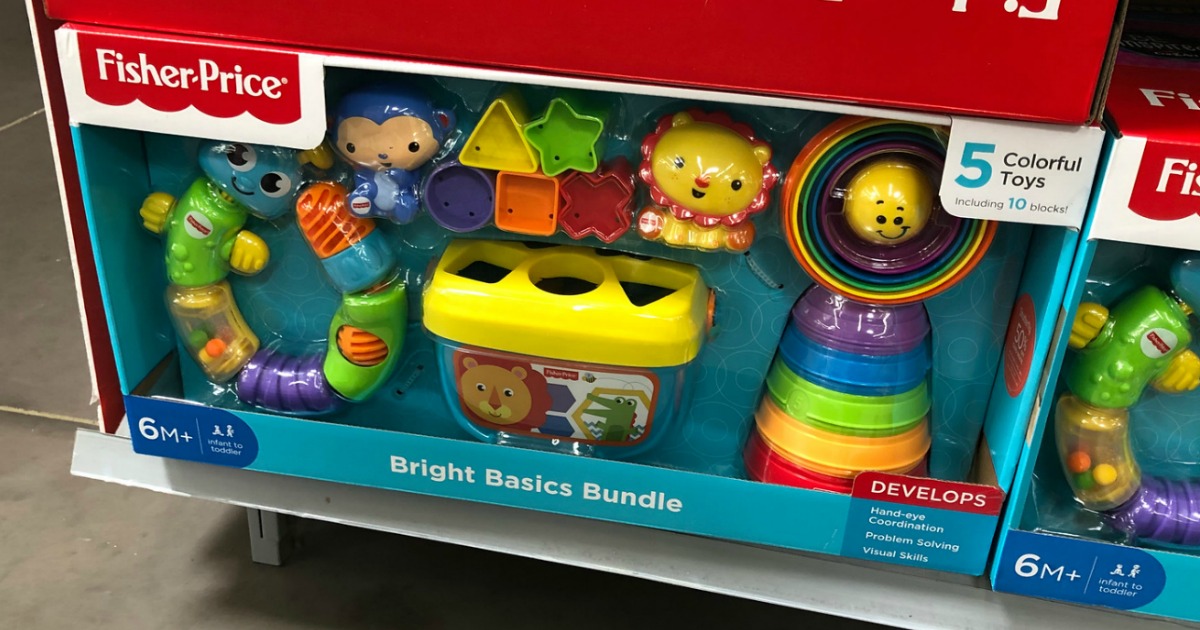 5 Classic Toys Set Fisher-Price Bright Basics Bundle 