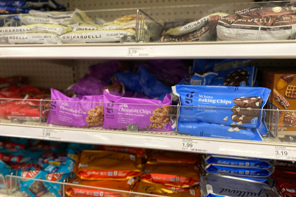 bags of chocolate chips on store shelf