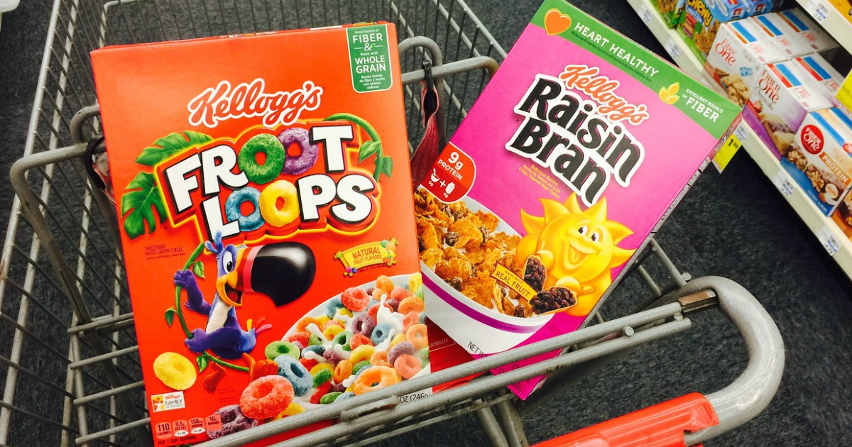 two boxes of kelloggs cereal in cvsw cart