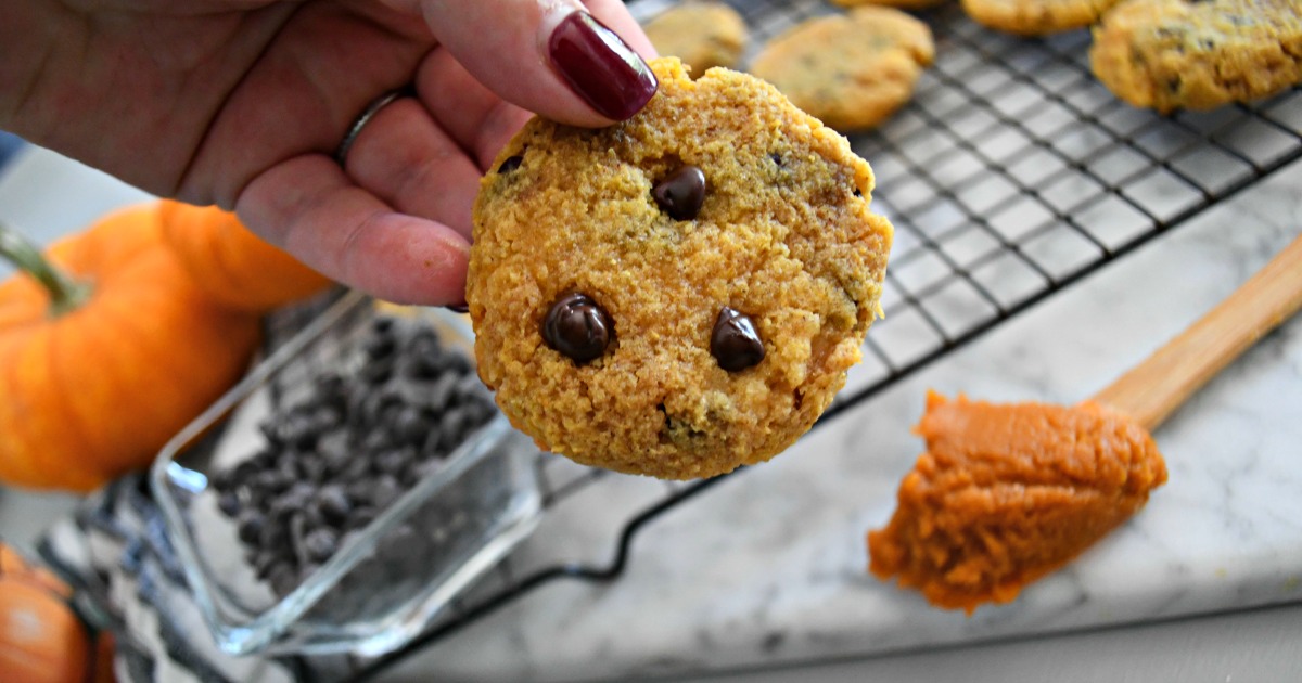 Hip2keto keto pumpkin chocolate chip cookies recipe - cookies on a cooling rack