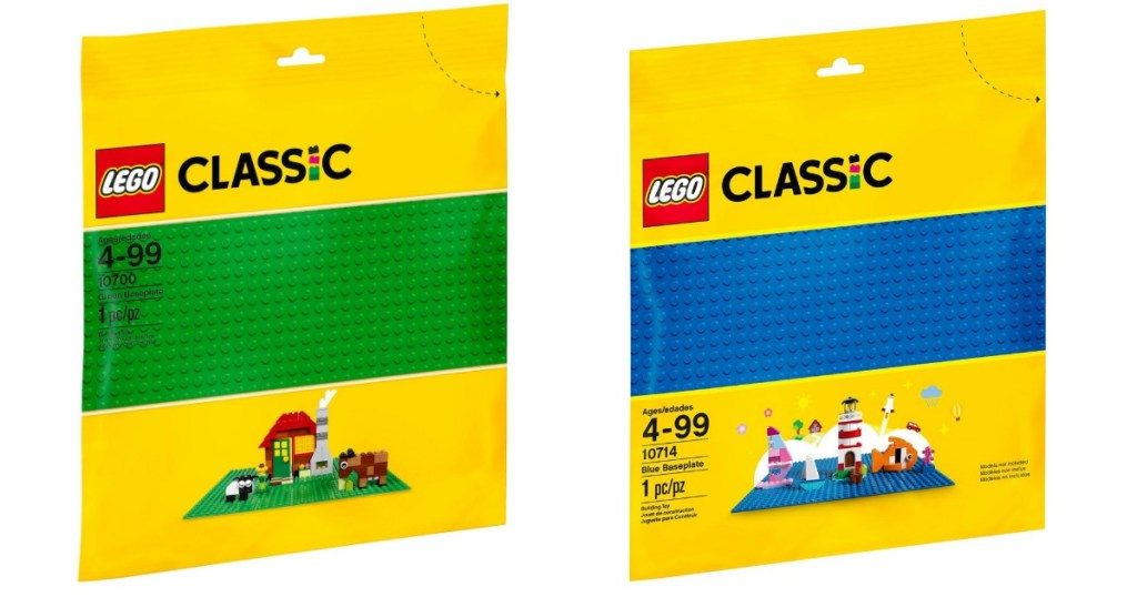 LEGO green and blue base plates