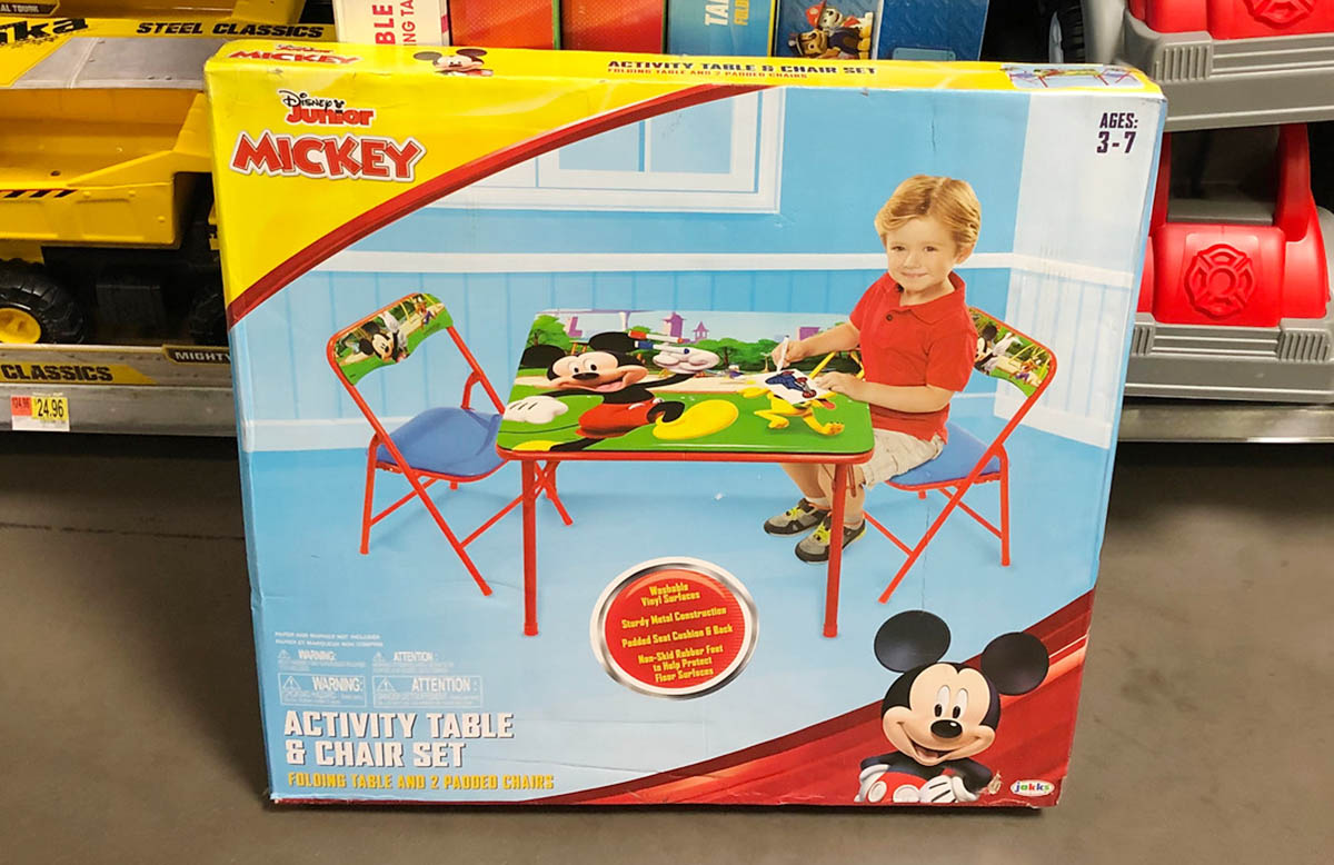 mickey mouse erasable activity table and chairs playset