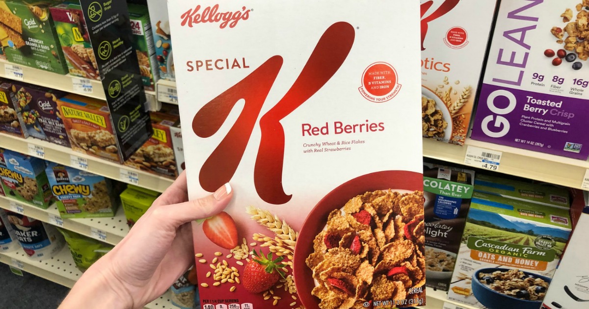 Hand holding Kellogg's special k cereal 
