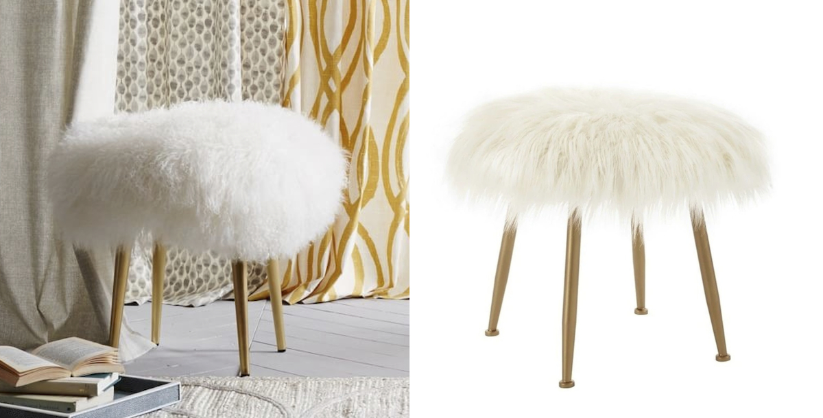 west elm copycat for less money  fur stools comparisons side by side