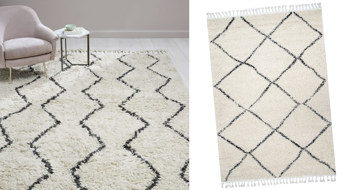 west elm copycat for less money  west elm Moroccan rugs comparisons side by side