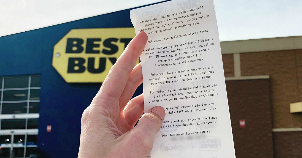 Best Buy store front with receipt