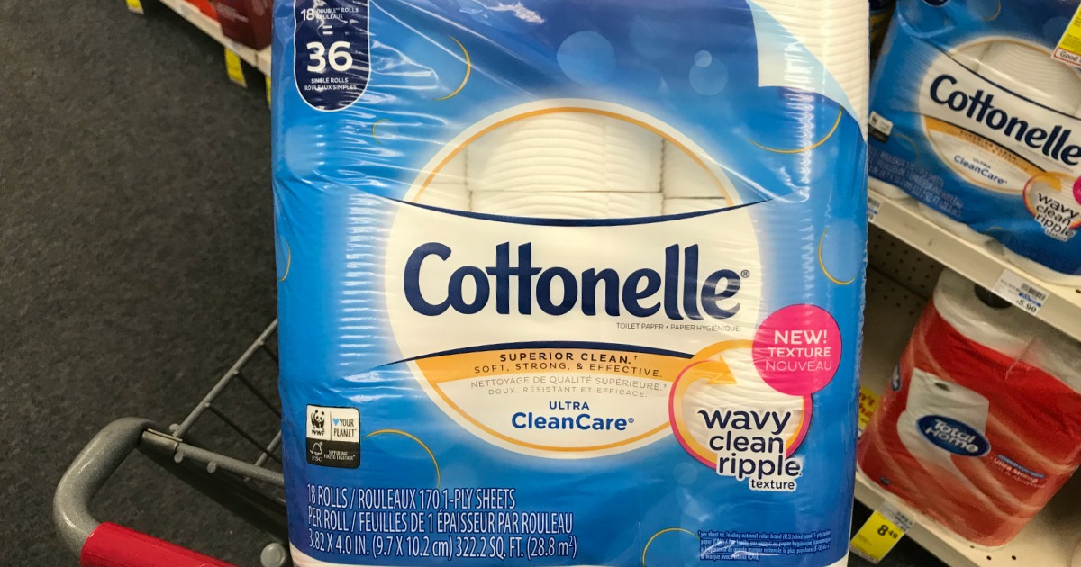 Cottonelle toilet paper in basket 