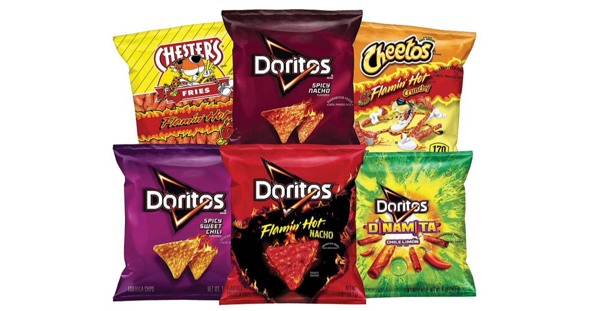 Frito-Lay Fiery Mix 40 Count Variety Pack with chester's, doritos, and cheetos