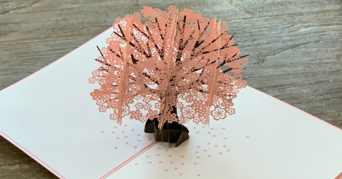 card with pink 3D tree 