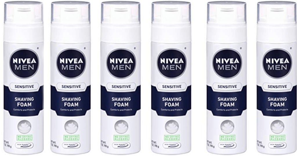 six bottles of nivea shaving foam
