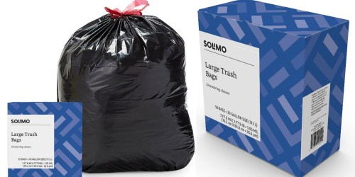 Solimo 30-Gallon Drawstring Trash Bags 50-Count Only $4.94 Shipped on Amazon