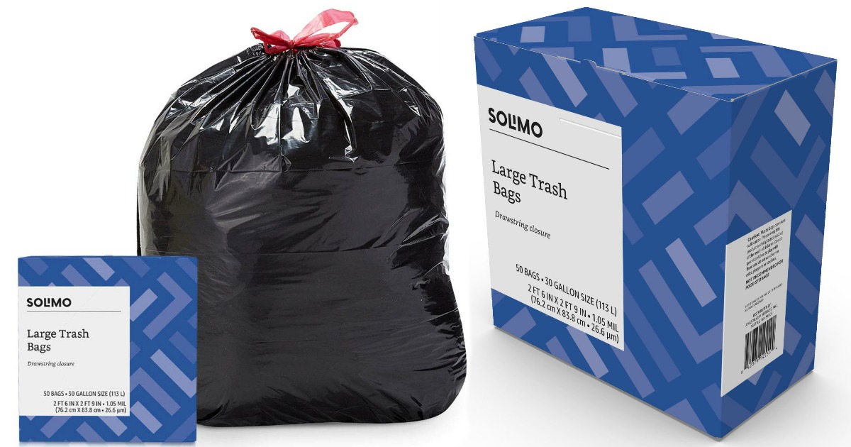 Multipurpose Drawstring Trash Bags, 30 Gallon, 50 Count 