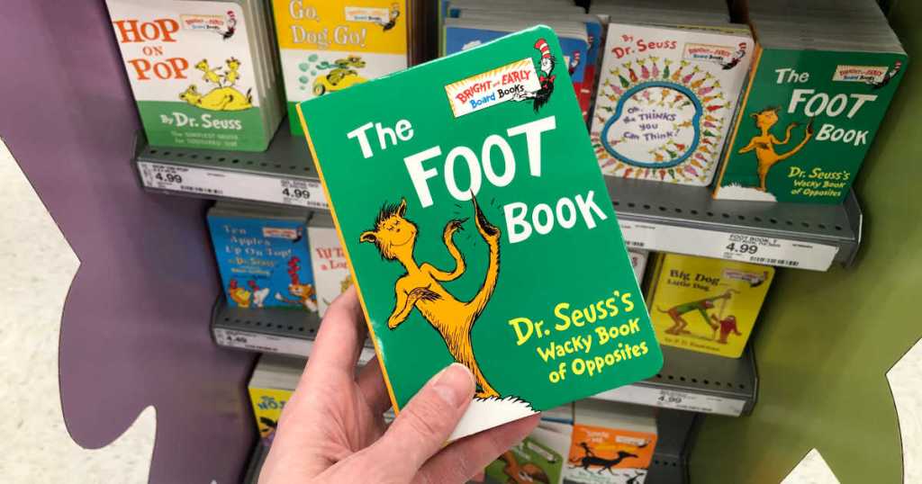 hand holding Dr. Seuss The Foot Book in store