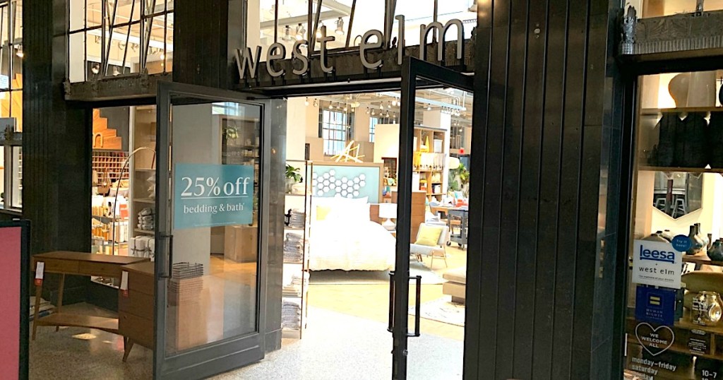 West Elm store front with doors open