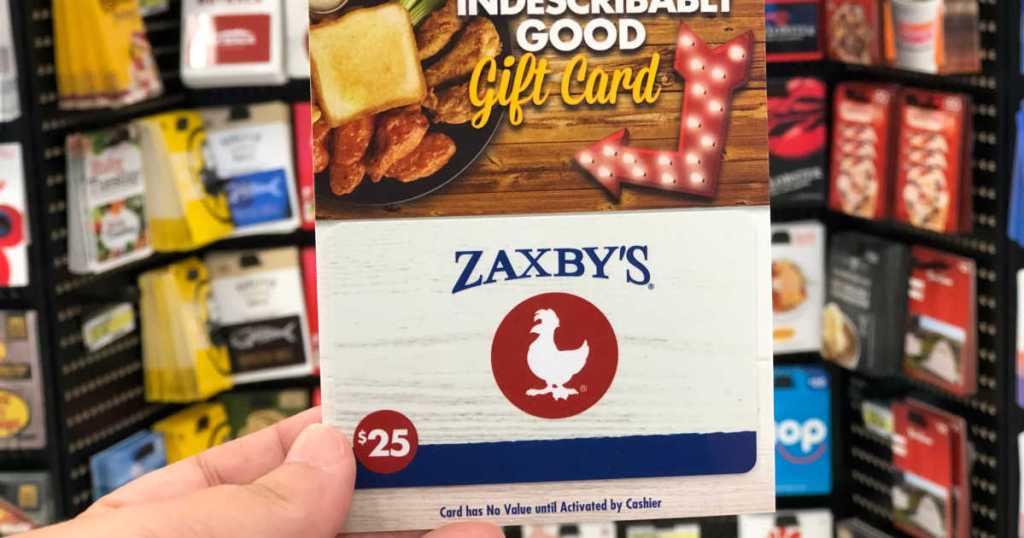 hand holding a Zaxby's gift card