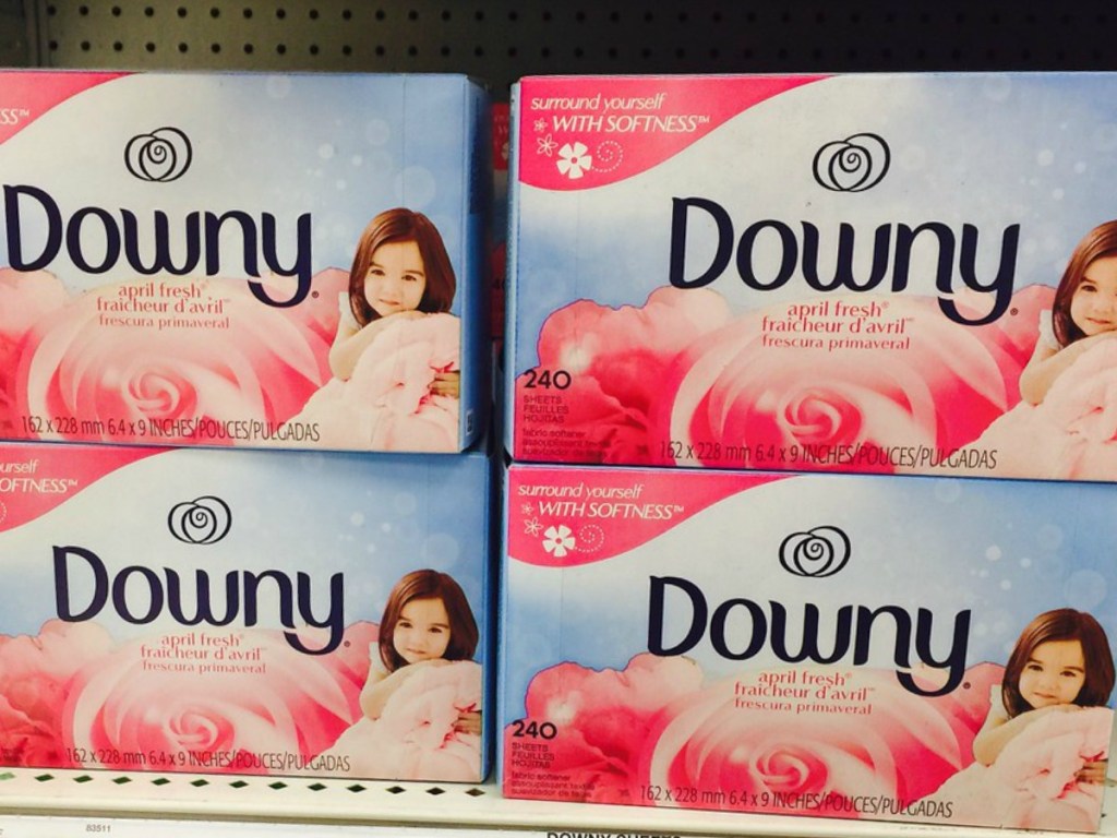 shelf of downy dryer sheets 240 count