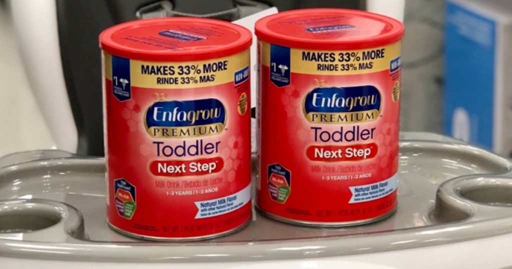 two containers of Enfagrow Toddler Formula