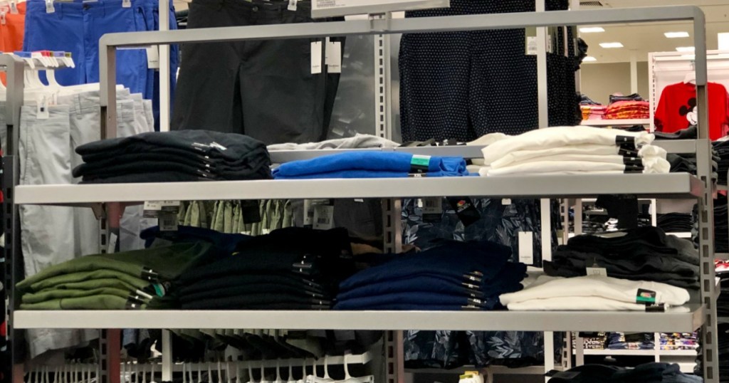 Fruit of the Loom tees on shelf in retail store