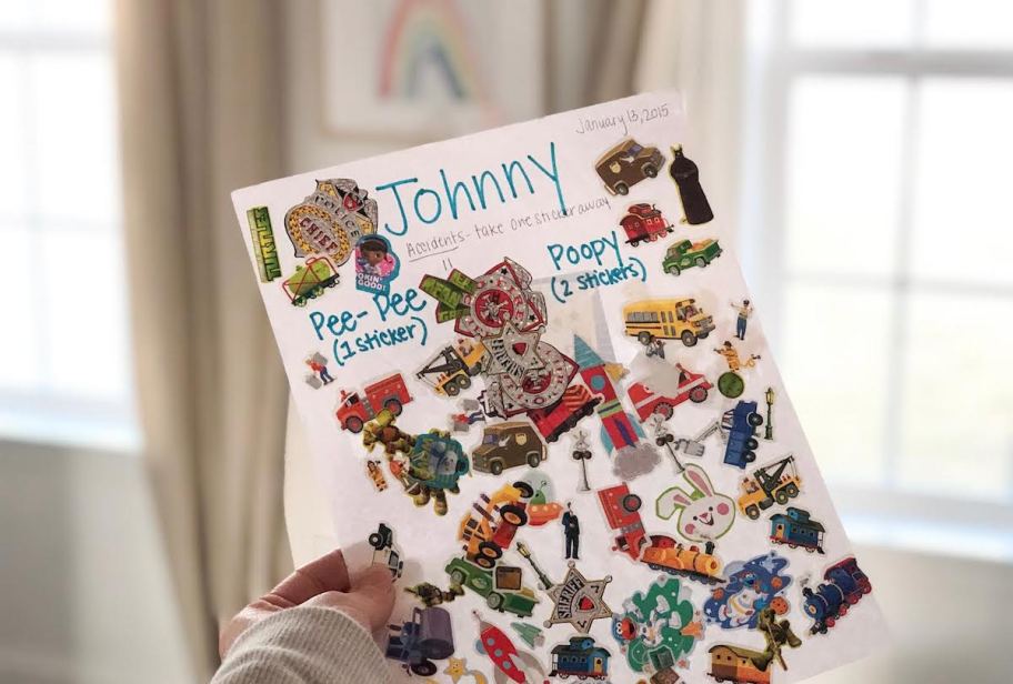 johnny potty training chart full of stickers 