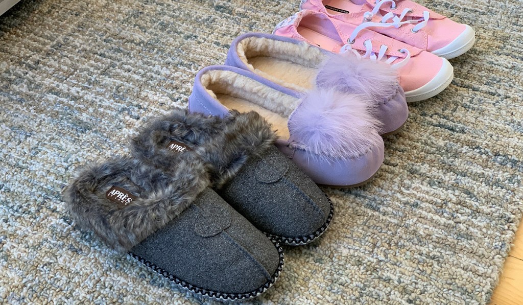 walmart wednesday — line up of walmart slippers and sneakers