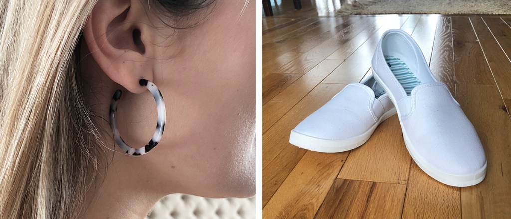 walmart wednesday — time and tru accessories, white canvas sneakers and resin hoop earrings
